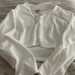 Stoney Clover X Target Collection white Terry cloth half zip crewneck